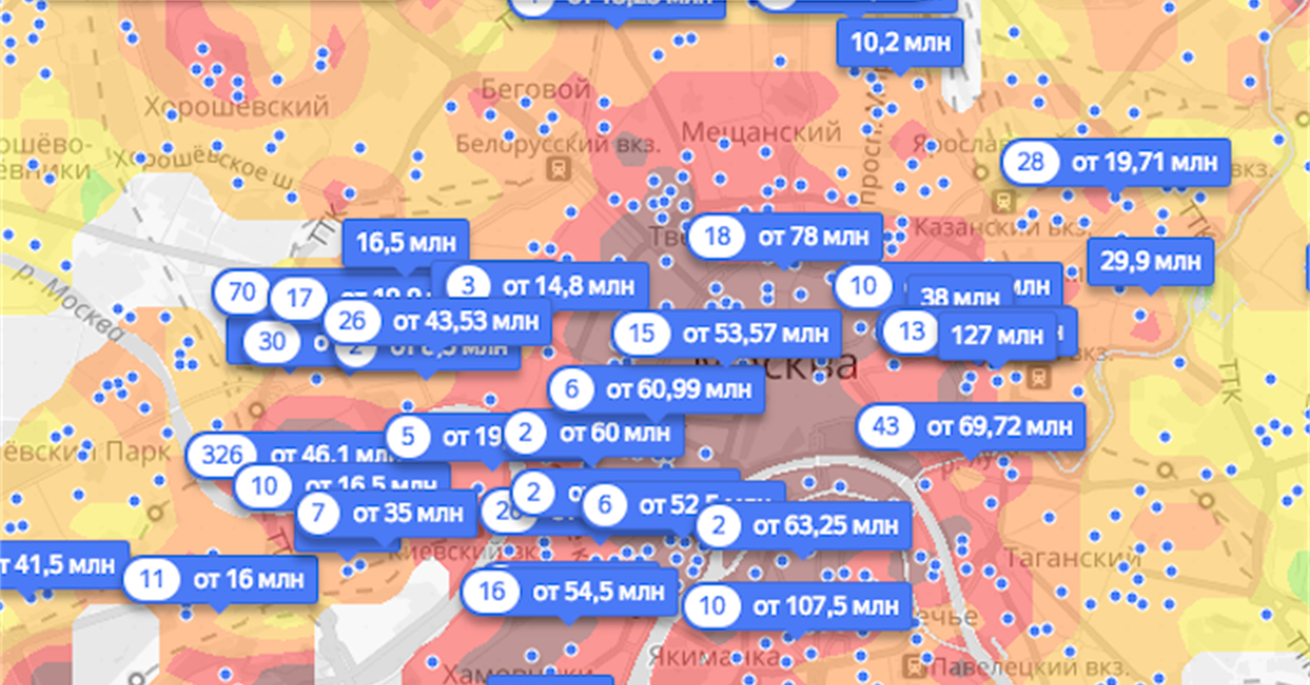 Тепловая карта москвы недвижимость