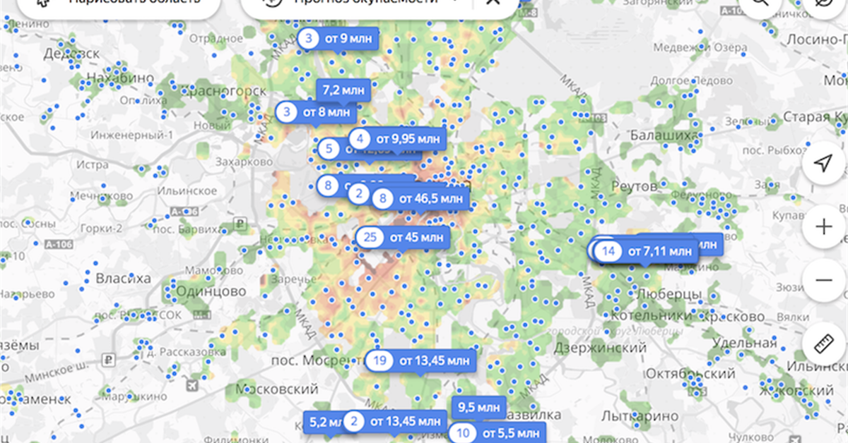 Циан карта недвижимости москва и московская область