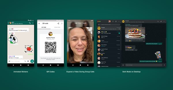 WhatsApp представил анимированные стикеры, тёмный режим для ПК и QR-коды для контактов