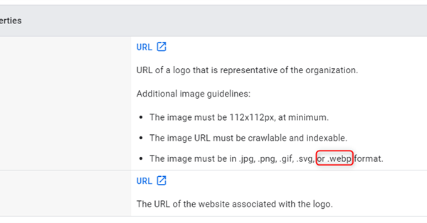 Google начал поддерживать формат .webp в разметке для логотипов