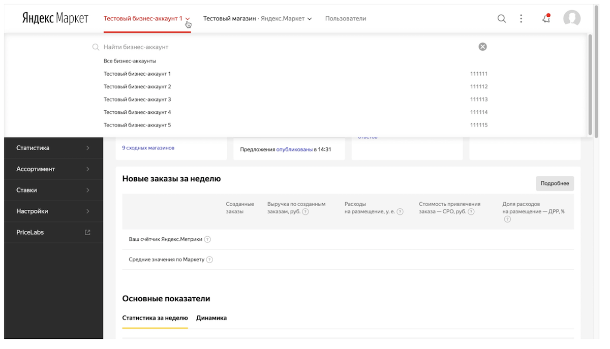 В личных кабинетах на Яндекс.Маркете появились бизнес-аккаунты