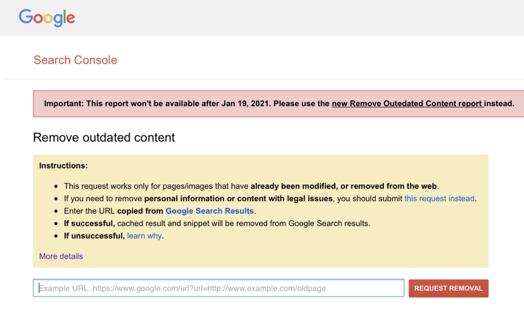 Google обновил инструмент удаления устаревшего контента