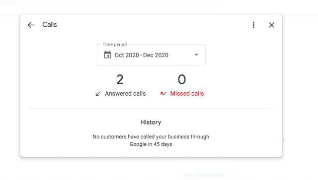 В Google Мой бизнес появилась история звонков из поиска