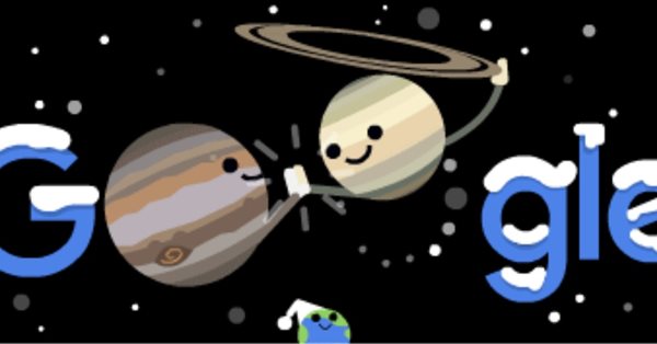 Google выпустил новый дудл по случаю Великого соединения Юпитера и Сатурна