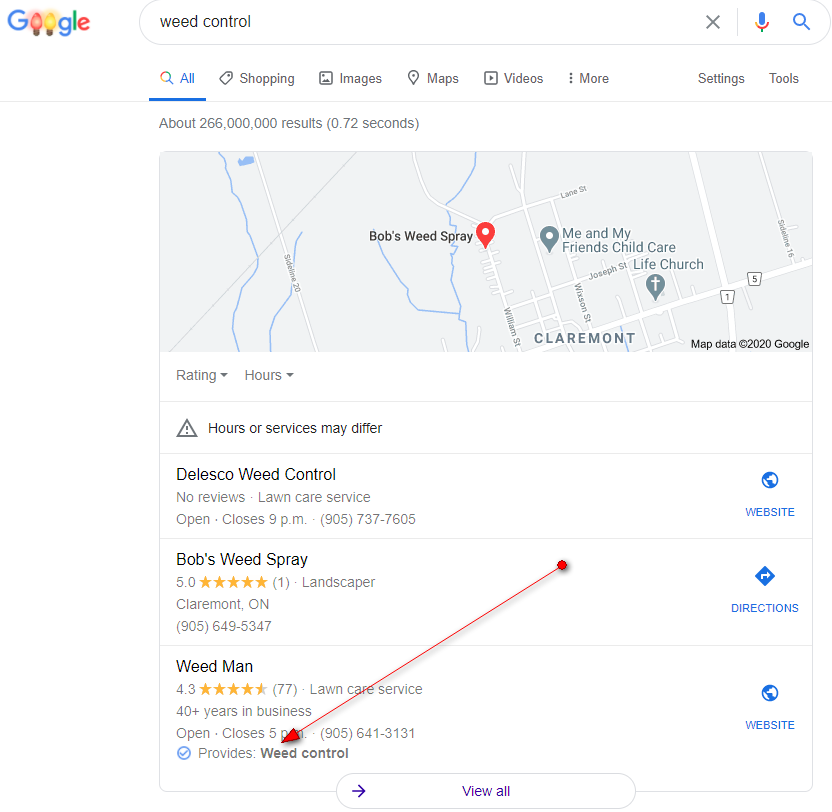 Google тестирует отображение услуг в блоке локальной выдачи