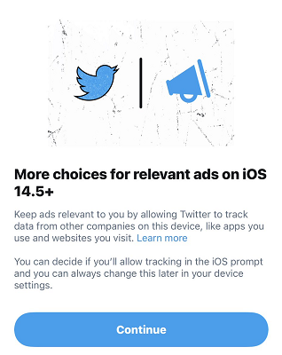 Twitter начал просить пользователей iOS разрешить отслеживание данных