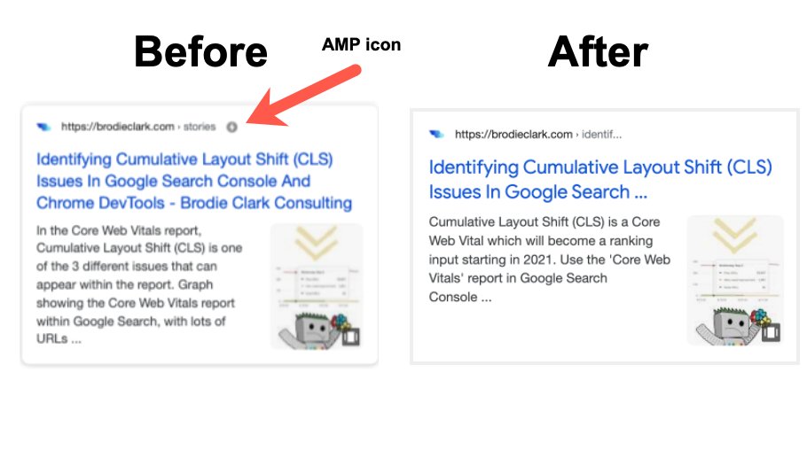 Google больше не показывает иконку AMP в результатах поиска