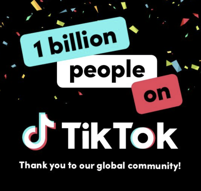 Месячная аудитория TikTok достигла 1 млрд