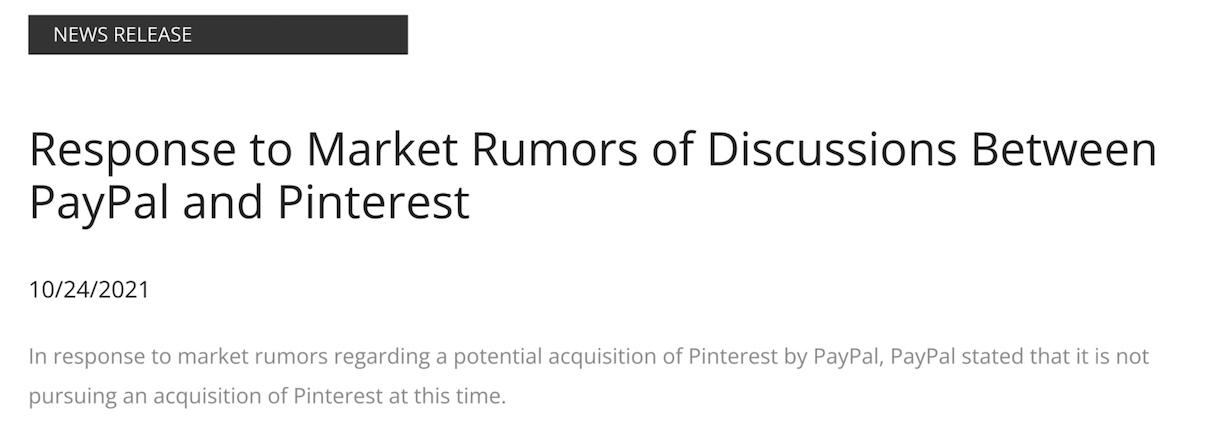 PayPal опровергла слухи о покупке Pinterest