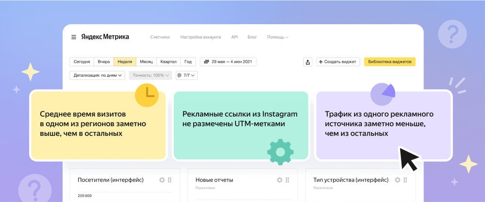 В интерфейсе Яндекс.Метрики появились рекомендации