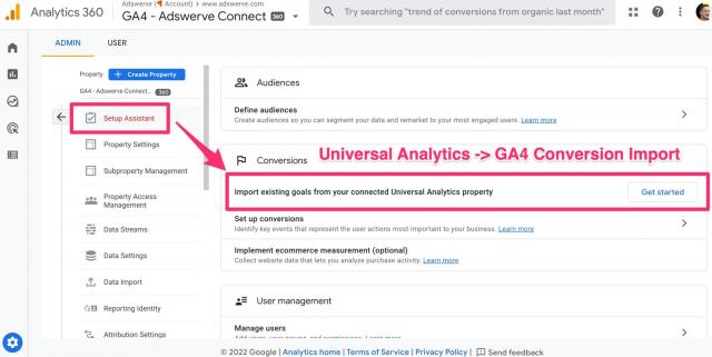Google реализовал импорт целей из Universal Analytics в Google Analytics 4