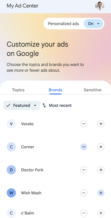 Google запустил новый инструмент для управления рекламными предпочтениями — My Ad Center