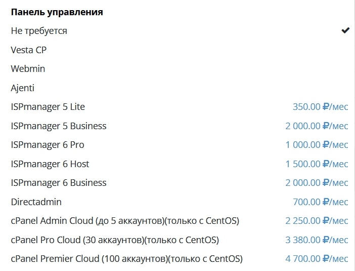 Доступные панели