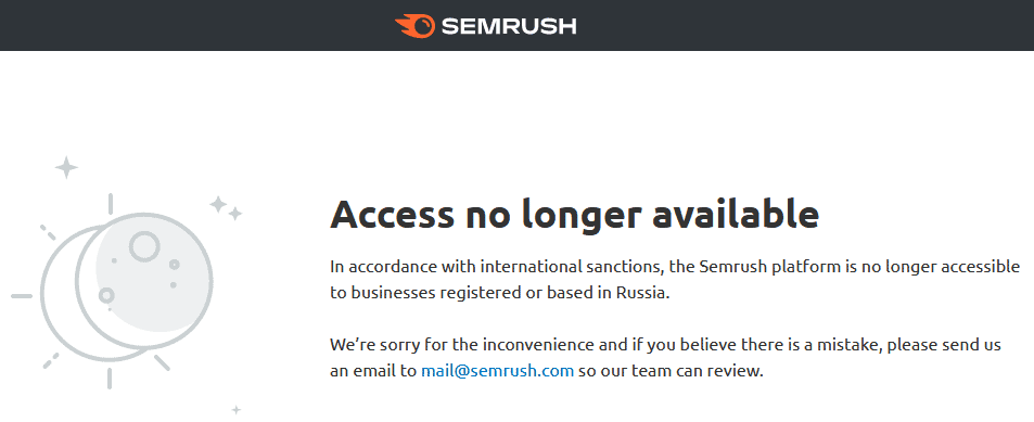 semrush sanctions