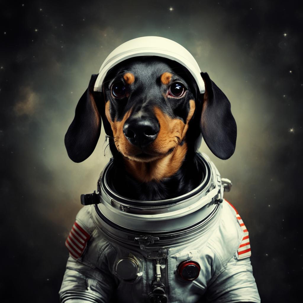 dachshund dog, astronaut